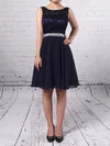 A-line Scoop Neck Lace Chiffon Short/Mini Beading Short Prom Dresses #Favs020105894
