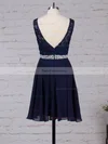 A-line Scoop Neck Lace Chiffon Short/Mini Beading Short Prom Dresses #Favs020105894
