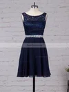 A-line Scoop Neck Lace Chiffon Short/Mini Beading Short Prom Dresses #Favs020105894