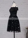 A-line Off-the-shoulder Tulle Short/Mini Beading Short Prom Dresses #Favs020105896