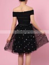 A-line Off-the-shoulder Tulle Short/Mini Beading Prom Dresses #Favs020105896