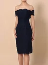 Sheath/Column Off-the-shoulder Lace Knee-length Appliques Lace Short Prom Dresses #Favs020105900