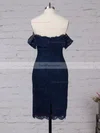 Sheath/Column Off-the-shoulder Lace Knee-length Appliques Lace Short Prom Dresses #Favs020105900