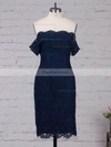 Sheath/Column Off-the-shoulder Lace Knee-length Appliques Lace Prom Dresses #Favs020105900