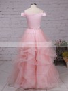 Ball Gown Off-the-shoulder Satin Organza Floor-length Beading Prom Dresses #Favs020105909