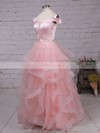 Ball Gown Off-the-shoulder Satin Organza Floor-length Beading Prom Dresses #Favs020105909