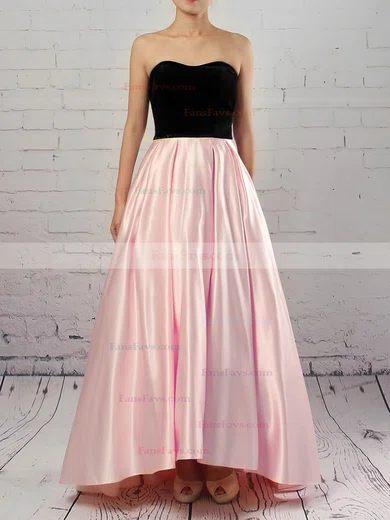 Ball Gown Strapless Satin Asymmetrical Pockets Prom Dresses #Favs020105911