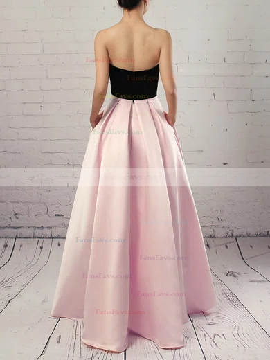 Ball Gown Strapless Satin Asymmetrical Pockets Prom Dresses #Favs020105911