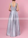 Princess Scoop Neck Lace Satin Floor-length Pockets Prom Dresses #Favs020105913