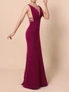 Sheath/Column V-neck Stretch Crepe Sweep Train Prom Dresses #Favs020105915