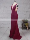 Sheath/Column V-neck Stretch Crepe Sweep Train Prom Dresses #Favs020105915