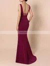 Sheath/Column V-neck Stretch Crepe Sweep Train Prom Dresses #Favs020105915