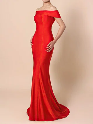 Sheath/Column Off-the-shoulder Jersey Sweep Train Prom Dresses #Favs020105918 Sheath/Column Off-the-shoulder Jersey Sweep Train Prom Dresses #Favs020105918