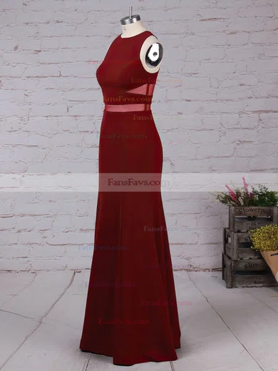 Sheath/Column Scoop Neck Jersey Sweep Train Prom Dresses #Favs020105919