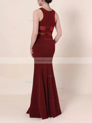 Sheath/Column Scoop Neck Jersey Sweep Train Prom Dresses #Favs020105919