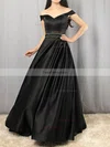 Princess Off-the-shoulder Satin Floor-length Beading Prom Dresses #Favs020105925