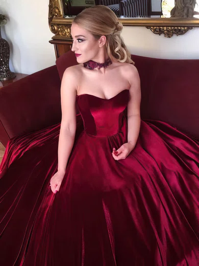 Ball Gown Sweetheart Velvet Court Train Prom Dresses #Favs020106125