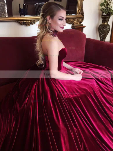Ball Gown Sweetheart Velvet Court Train Prom Dresses #Favs020106125