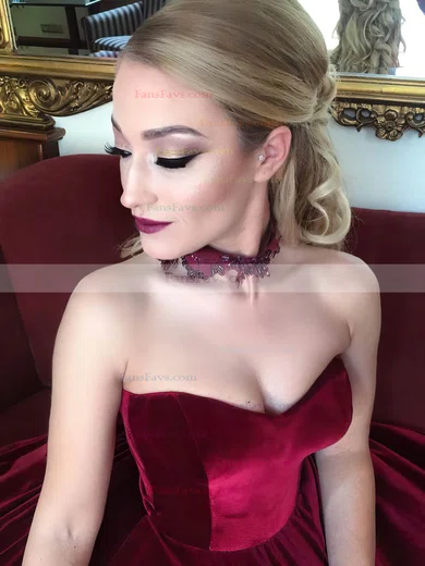 Ball Gown Sweetheart Velvet Court Train Prom Dresses #Favs020106125