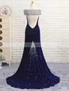 Trumpet/Mermaid Off-the-shoulder Velvet Sweep Train Beading Prom Dresses #Favs020106128