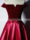 Ball Gown Off-the-shoulder Satin Velvet Floor-length Sashes / Ribbons Prom Dresses #Favs020106129