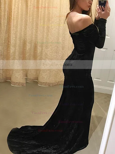 Trumpet/Mermaid Off-the-shoulder Velvet Sweep Train Prom Dresses #Favs020106147