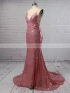 Trumpet/Mermaid V-neck Sequined Sweep Train Prom Dresses #Favs020106169