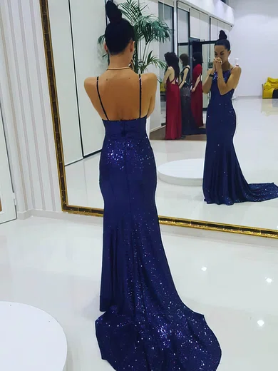 Trumpet/Mermaid Scoop Neck Sequined Sweep Train Prom Dresses #Favs020106172