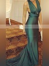 Trumpet/Mermaid V-neck Silk-like Satin Sweep Train Prom Dresses #Favs020104485