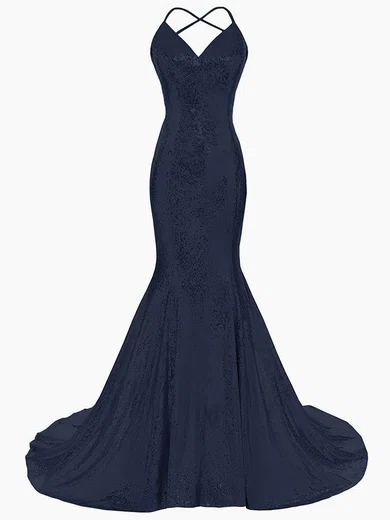 Trumpet/Mermaid V-neck Sequined Sweep Train Prom Dresses #Favs020106183