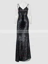 Sheath/Column V-neck Sequined Floor-length Prom Dresses #Favs020106189