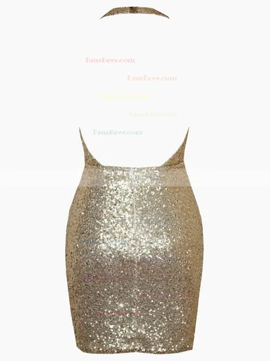 Sheath/Column Halter Sequined Short/Mini Short Prom Dresses #Favs020106190