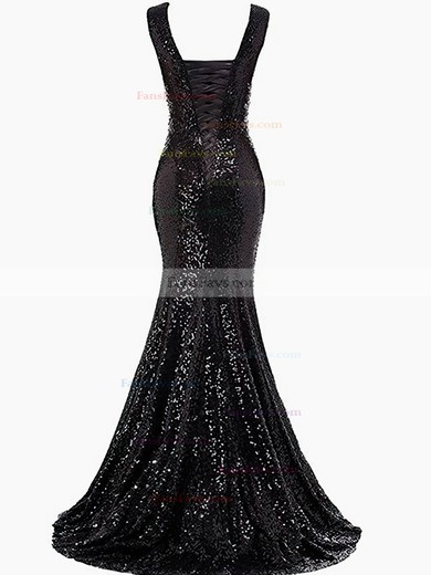 Trumpet/Mermaid V-neck Sequined Sweep Train Prom Dresses #Favs020106192