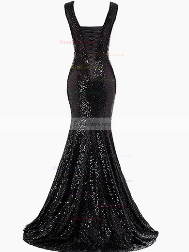 Trumpet/Mermaid V-neck Sequined Sweep Train Prom Dresses #Favs020106192