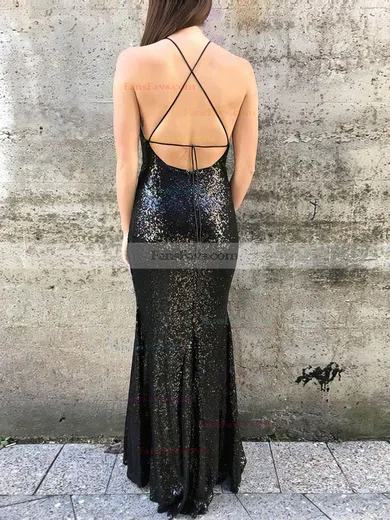 Sheath/Column Scoop Neck Sequined Floor-length Prom Dresses #Favs020106199