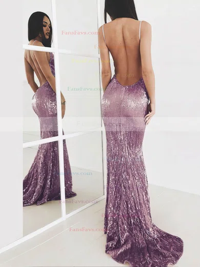 Trumpet/Mermaid V-neck Sequined Sweep Train Prom Dresses #Favs020106203