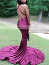 Trumpet/Mermaid V-neck Jersey Sweep Train Prom Dresses #Favs020106217