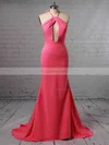 Trumpet/Mermaid Halter Jersey Floor-length Prom Dresses #Favs020106221
