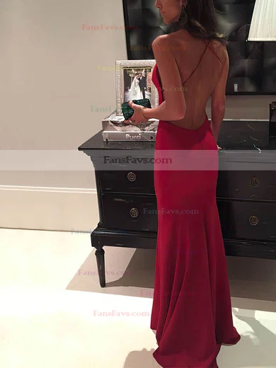 Sheath/Column V-neck Jersey Floor-length Prom Dresses #Favs020106245