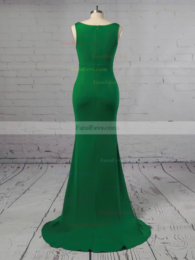 Trumpet/Mermaid V-neck Jersey Sweep Train Prom Dresses #Favs020106249