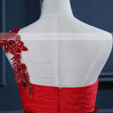 Trumpet/Mermaid One Shoulder Watteau Train Chiffon Beading Prom Dresses #Favs020102212