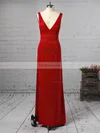 Sheath/Column V-neck Jersey Ankle-length Split Front Prom Dresses #Favs020106254