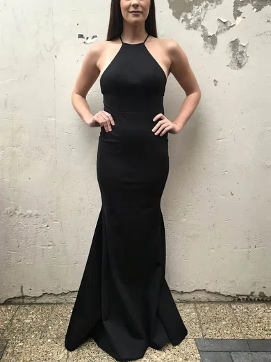 Trumpet/Mermaid Scoop Neck Stretch Crepe Floor-length Prom Dresses #Favs020106262