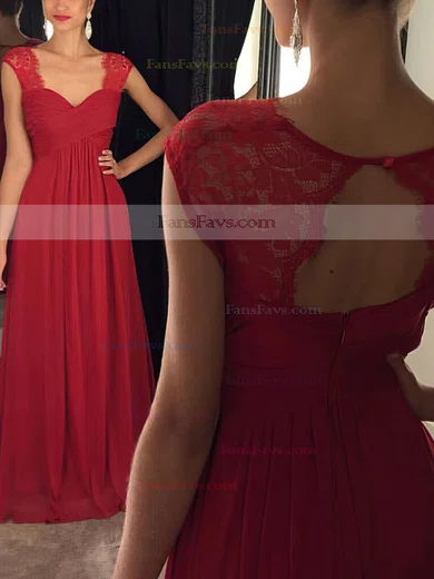 Sheath/Column Sweetheart Lace Chiffon Sweep Train Ruffles Prom Dresses #Favs020102218