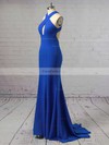 Trumpet/Mermaid V-neck Stretch Crepe Sweep Train Prom Dresses #Favs020106264