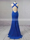 Trumpet/Mermaid V-neck Stretch Crepe Sweep Train Prom Dresses #Favs020106264
