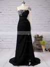 Sheath/Column One Shoulder Chiffon Sweep Train Split Front Prom Dresses #Favs020102230