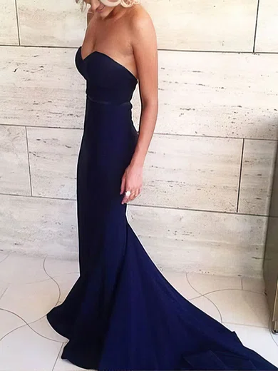 Trumpet/Mermaid Sweetheart Jersey Sweep Train Sashes / Ribbons Prom Dresses #Favs020106277