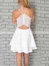A-line V-neck Chiffon Short/Mini Lace Short Prom Dresses #Favs020106280
