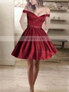 Ball Gown Off-the-shoulder Satin Short/Mini Beading Prom Dresses #Favs020106281